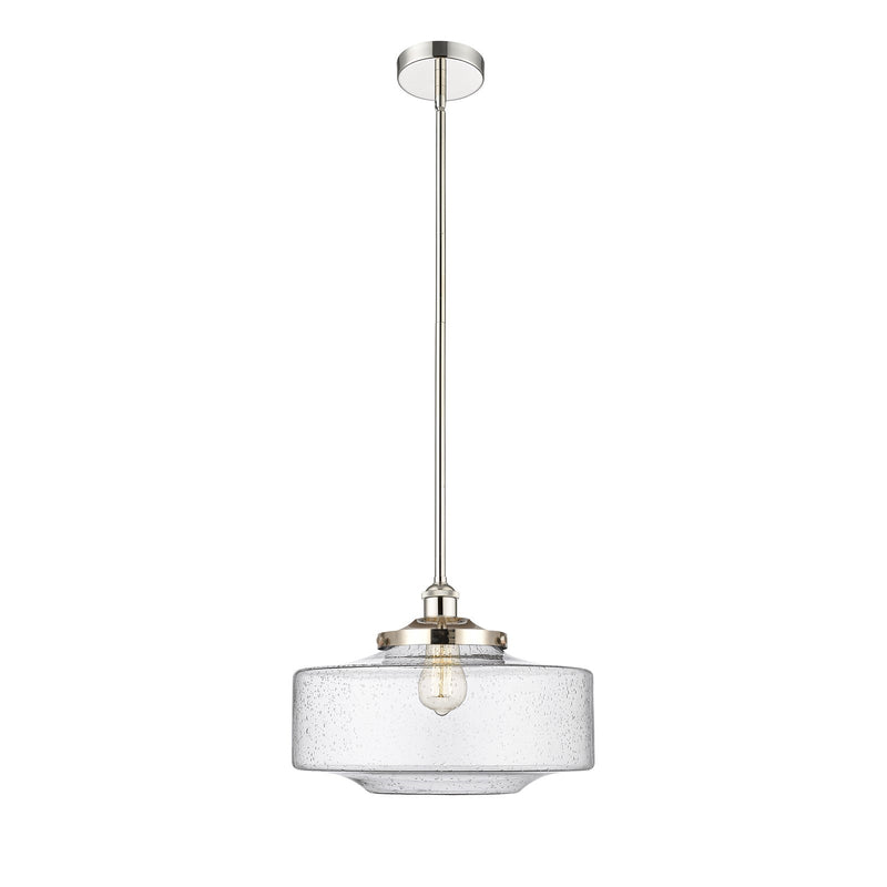 Innovations Bridgeton 16in 1-Light Mini Pendant | Traditional Polished Nickel Steel and Seedy Glass | Kitchen Island & Dining | Model 616-1S-PN-G694-16
