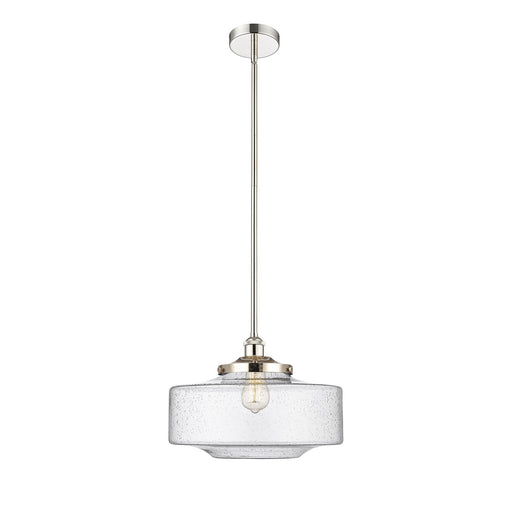 Innovations Bridgeton 16in 1-Light Mini Pendant | Traditional Polished Nickel Steel and Seedy Glass | Kitchen Island & Dining | Model 616-1S-PN-G694-16