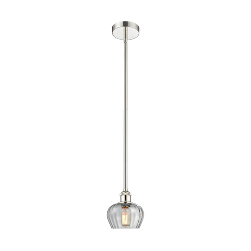 Innovations Fenton 1-Light 7in Mini Pendant | Art Nouveau Polished Nickel Steel and Clear Ribbed Glass | Kitchen Island & Dining | Model 616-1S-PN-G92