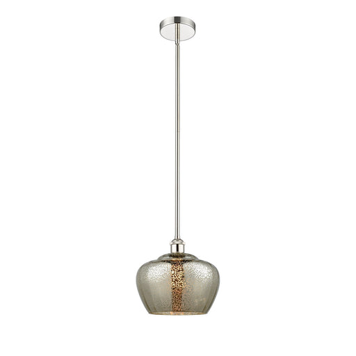 Innovations Fenton 11in 1-Light Mini Pendant | Industrial Polished Nickel and Mercury Ribbed Glass | Kitchen Island & Dining | Model 616-1S-PN-G96-L-LED