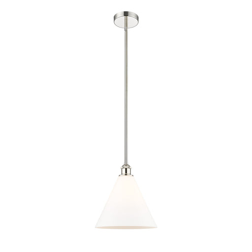Innovations Berkshire Glass 12in 1-Light Mini Pendant | Industrial Polished Nickel Steel and Matte White Glass | Kitchen Island | Model 616-1S-PN-GBC-121