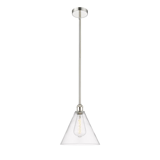 Innovations Berkshire 12in 1-Light Mini Pendant | Industrial Polished Nickel Steel and Clear Glass | Kitchen Island & Dining | Model 616-1S-PN-GBC-122