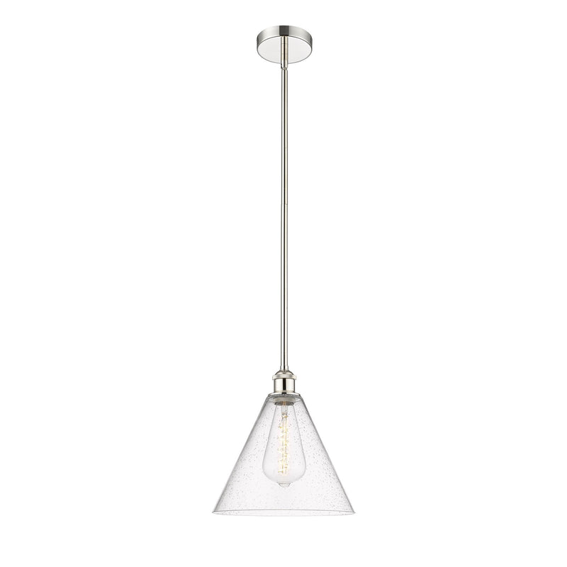 Innovations Berkshire 12in 1-Light Mini Pendant | Industrial Polished Nickel Steel and Seedy Glass | Kitchen Island & Dining | Model 616-1S-PN-GBC-124