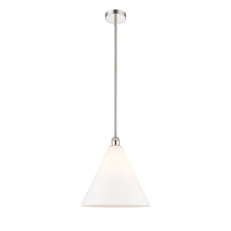 Innovations Berkshire 16in 1-Light Pendant | Industrial Polished Nickel Steel and Matte White Glass | Kitchen Island & Dining | Model 616-1S-PN-GBC-161