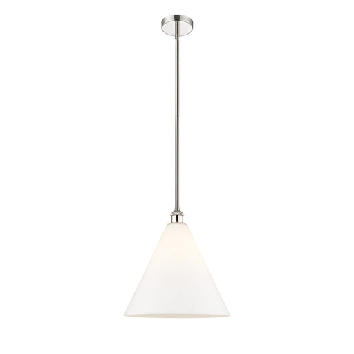 Innovations Berkshire Glass 16in 1-Light Pendant | Industrial Polished Nickel Steel and Matte White Glass | Kitchen Island & | Model 616-1S-PN-GBC-161-LED