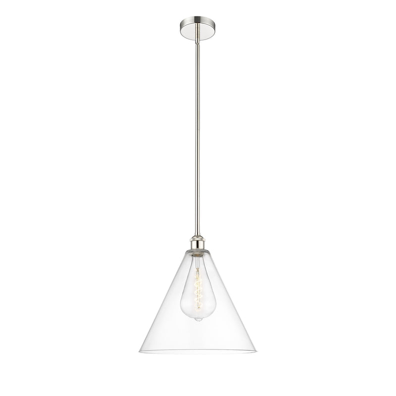 Innovations Berkshire 16in 1-Light Pendant | Industrial Polished Nickel Steel and Clear Glass | Kitchen Island & Dining Room | Model 616-1S-PN-GBC-162-LED