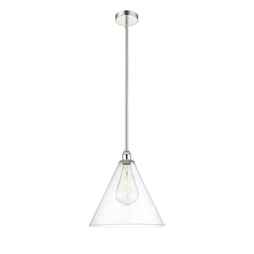 Innovations Berkshire 16in 1-Light Pendant | Industrial Polished Nickel Steel and Clear Glass | Kitchen Island & Dining Room | Model 616-1S-PN-GBC-162-LED