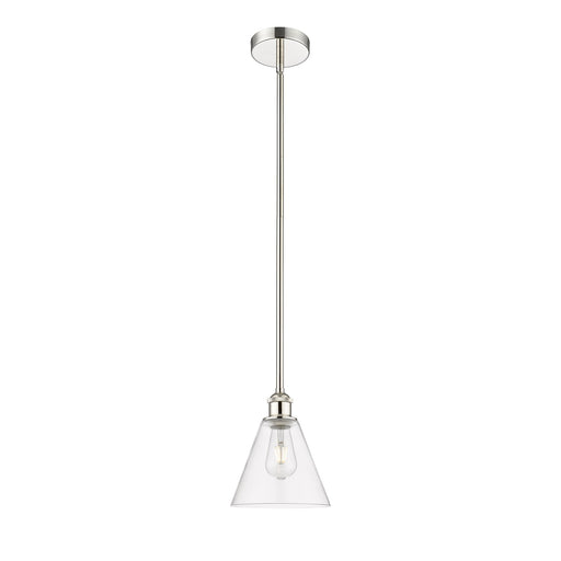 Innovations Berkshire 8in 1-Light Mini Pendant | Industrial Polished Nickel Steel and Clear Glass | Kitchen Island & Dining | Model 616-1S-PN-GBC-82-LED