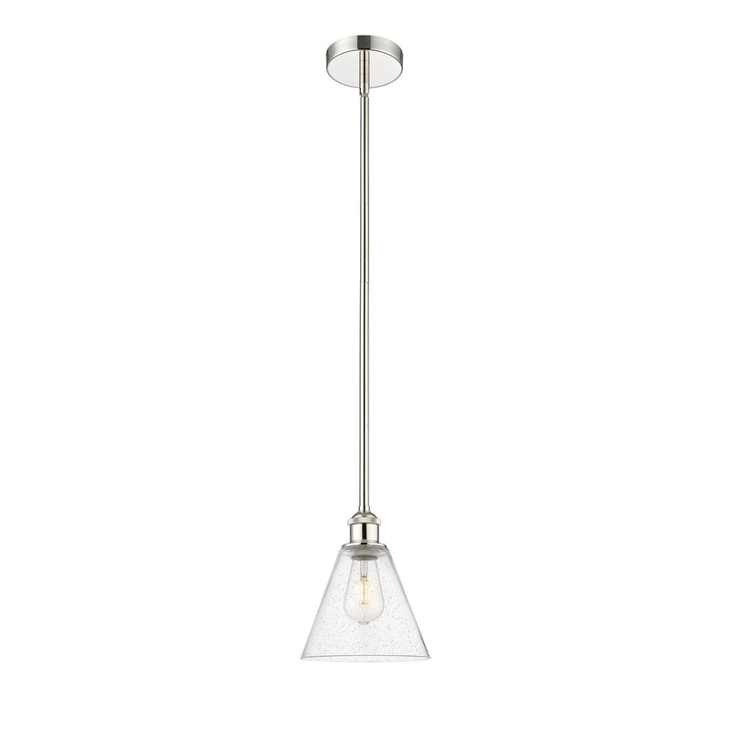 Innovations Berkshire 8in 1-Light Mini Pendant | Industrial Polished Nickel Steel and Seedy Glass | Kitchen Island & Dining | Model 616-1S-PN-GBC-84-LED