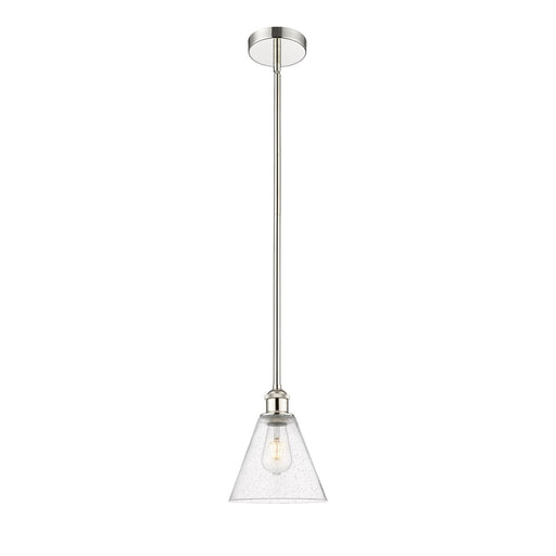 Innovations Berkshire 8in 1-Light Mini Pendant | Industrial Polished Nickel Steel and Seedy Glass | Kitchen Island & Dining | Model 616-1S-PN-GBC-84-LED