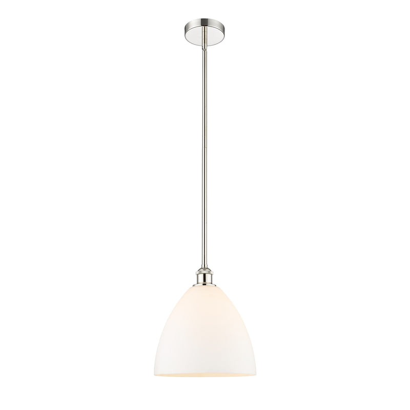 Innovations Bristol 12in 1-Light Mini Pendant | Industrial Polished Nickel and Matte White Glass | Kitchen Island & Dining Room | Model 616-1S-PN-GBD-121