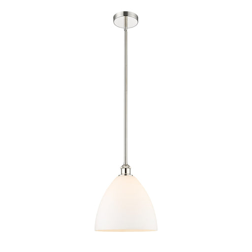 Innovations Bristol 12in 1-Light Mini Pendant | Industrial Polished Nickel and Matte White Glass | Kitchen Island & Dining Room | Model 616-1S-PN-GBD-121