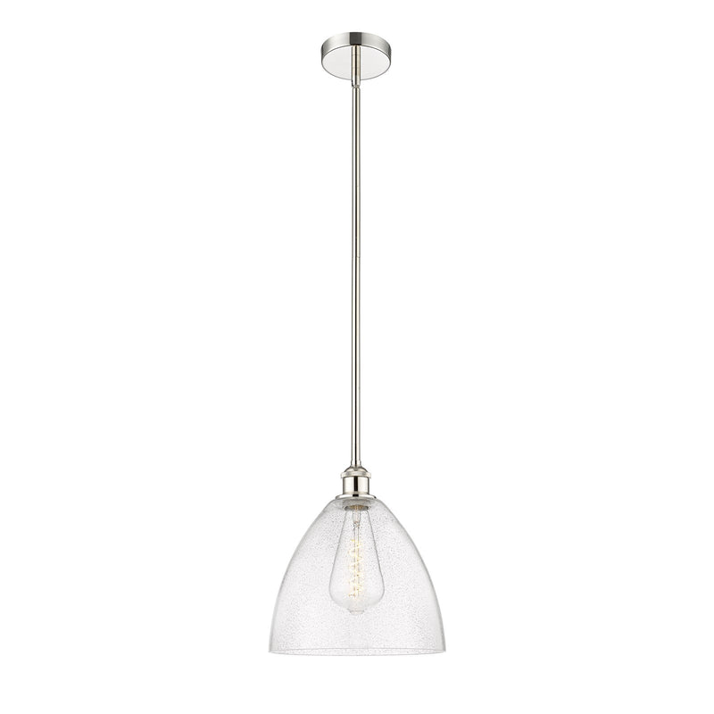 Innovations Bristol 12in 1-Light Mini Pendant | Industrial Polished Nickel Steel and Seedy Glass | Kitchen Island & Dining | Model 616-1S-PN-GBD-124-LED