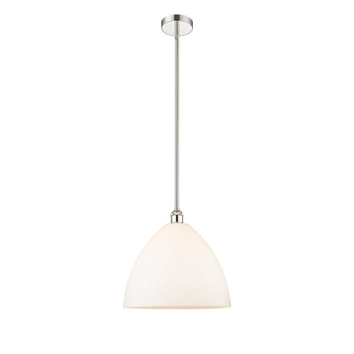 Innovations Bristol 16in 1-Light Pendant | Industrial Polished Nickel and Matte White Glass | Kitchen Island & Dining Room | Model 616-1S-PN-GBD-161-LED