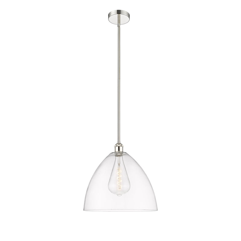 Innovations Bristol 16in 1-Light Pendant | Industrial Polished Nickel Steel and Clear Glass | Kitchen Island & Dining Room | Model 616-1S-PN-GBD-162-LED