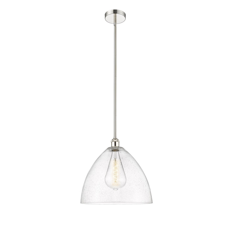 Innovations Bristol 16in 1-Light Pendant | Industrial Polished Nickel Steel and Seedy Glass | Kitchen Island & Dining Room | Model 616-1S-PN-GBD-164-LED