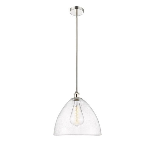 Innovations Bristol 16in 1-Light Pendant | Industrial Polished Nickel Steel and Seedy Glass | Kitchen Island & Dining Room | Model 616-1S-PN-GBD-164-LED