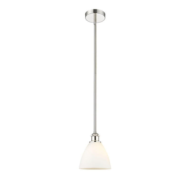 Innovations Bristol 1-Light 7.5in Mini Pendant | Industrial Polished Nickel and Matte White Glass | Kitchen Island & Dining Room | Model 616-1S-PN-GBD-751