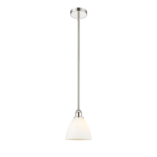 Innovations Bristol 1-Light 7.5in Mini Pendant | Industrial Polished Nickel and Matte White Glass | Kitchen Island & Dining Room | Model 616-1S-PN-GBD-751