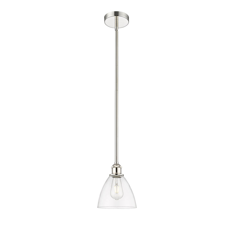 Innovations Bristol 7.5in 1-Light Mini Pendant | Industrial Polished Nickel Steel and Clear Glass | Kitchen Island & Dining | Model 616-1S-PN-GBD-752-LED