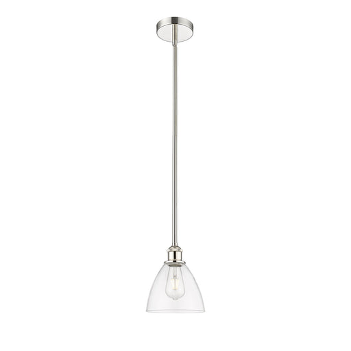 Innovations Bristol 7.5in 1-Light Mini Pendant | Industrial Polished Nickel Steel and Clear Glass | Kitchen Island & Dining | Model 616-1S-PN-GBD-752-LED