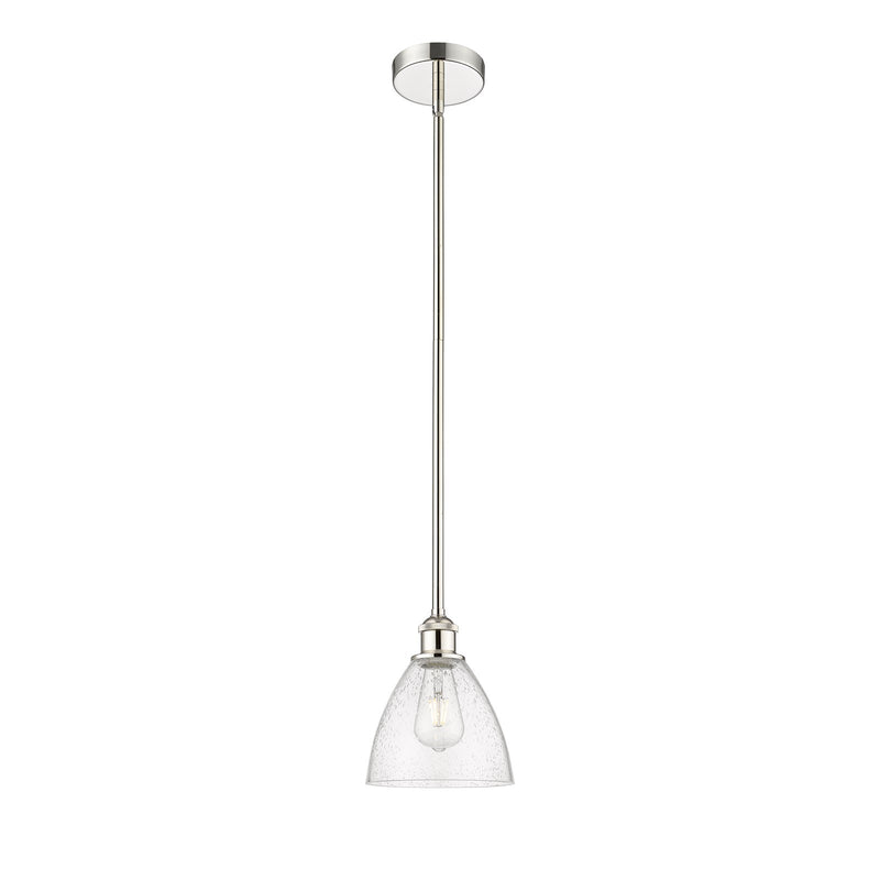 Innovations Bristol 8in 1-Light Mini Pendant | Industrial Polished Nickel Steel and Seedy Glass | Kitchen Island & Dining | Model 616-1S-PN-GBD-754-LED