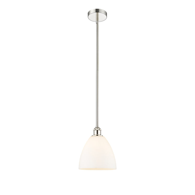 Innovations Bristol 9in 1-Light Mini Pendant | Industrial Polished Nickel and Matte White Glass | Kitchen Island & Dining Room | Model 616-1S-PN-GBD-91