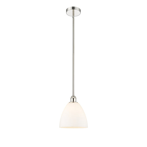 Innovations Bristol 9in 1-Light Mini Pendant | Industrial Polished Nickel and Matte White Glass | Kitchen Island & Dining | Model 616-1S-PN-GBD-91-LED