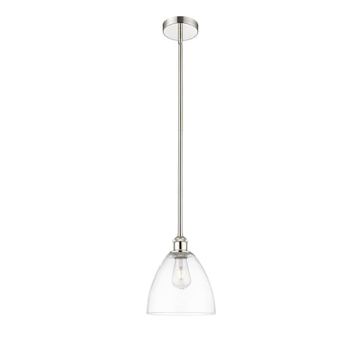 Innovations Bristol 9in 1-Light Mini Pendant | Industrial Polished Nickel Steel and Clear Glass | Kitchen Island & Dining Room | Model 616-1S-PN-GBD-92
