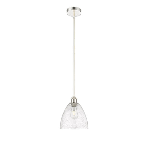 Innovations Bristol 9in 1-Light Mini Pendant | Industrial Polished Nickel Steel and Seedy Glass Dome | Kitchen Island & Dining | Model 616-1S-PN-GBD-94
