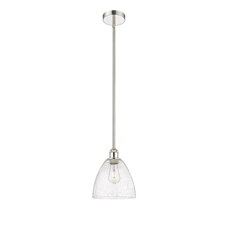 Innovations Bristol 9in 1-Light Mini Pendant | Industrial Polished Nickel Steel and Seedy Glass | Kitchen Island & Dining | Model 616-1S-PN-GBD-94-LED