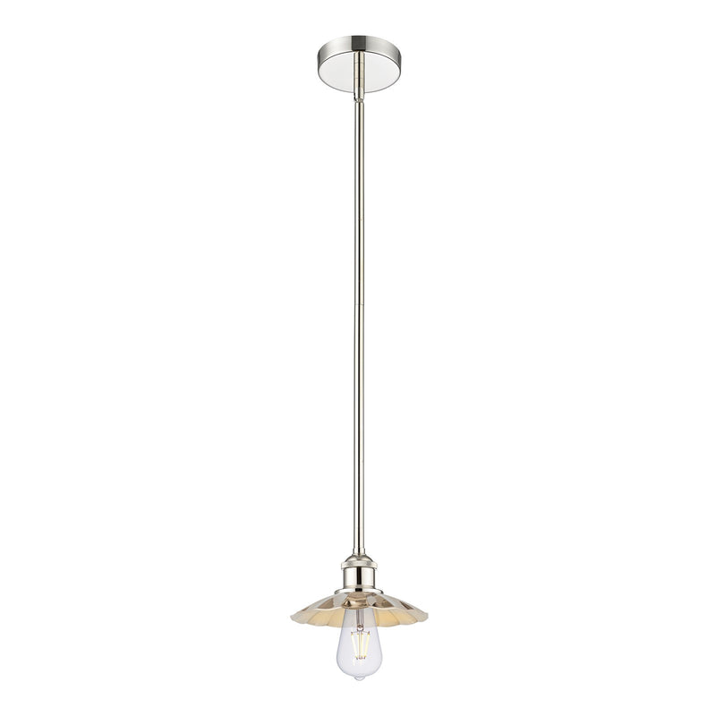 Innovations Scallop 8in 1-Light Mini Pendant | Industrial Polished Nickel Steel and Cast Brass with Polished Nickel Metal Shade | Model 616-1S-PN-M17-PN