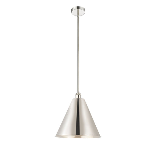 Innovations Berkshire Metal 16in 1-Light Mini Pendant | Industrial Farmhouse Polished Nickel Steel and Cast Brass | Kitchen | Model 616-1S-PN-MBC-16-PN