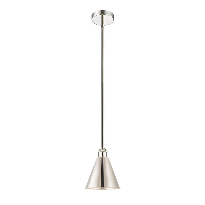 Innovations Berkshire 8in 1-Light Mini Pendant | Industrial Polished Nickel Steel and Cast Brass | Kitchen Island & Dining | Model 616-1S-PN-MBC-8-PN-LED