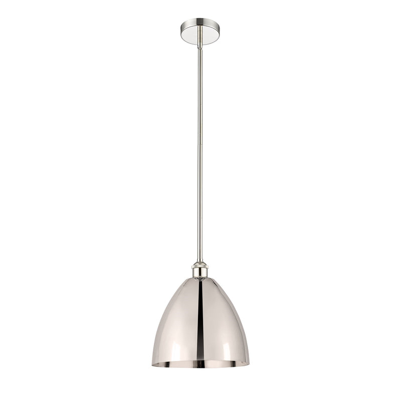 Innovations Bristol 12in 1-Light Mini Pendant | Industrial Farmhouse Polished Nickel Steel and Metal Shade | Kitchen | Model 616-1S-PN-MBD-12-PN-LED