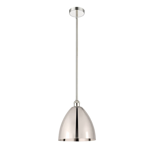Innovations Bristol 12in 1-Light Mini Pendant | Industrial Farmhouse Polished Nickel Steel and Metal Shade | Kitchen | Model 616-1S-PN-MBD-12-PN-LED