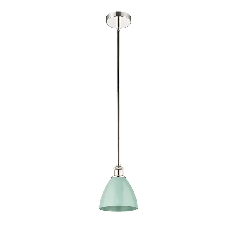 Innovations Plymouth 8in 1-Light Mini Pendant | Industrial Polished Nickel and Matte Seafoam Metal | Kitchen Island & Dining | Model 616-1S-PN-MBD-75-SF
