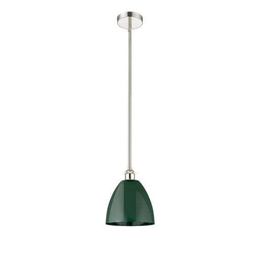 Innovations Plymouth 9in 1-Light Mini Pendant | Industrial Polished Nickel and Matte Green Metal | Kitchen Island | 9 x 9 x | Model 616-1S-PN-MBD-9-GR-LED
