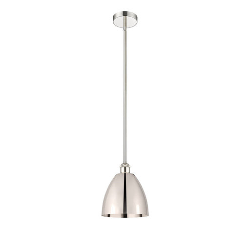 Innovations Bristol 9in 1-Light Mini Pendant | Industrial Farmhouse Polished Nickel Steel and Metal Shade | Kitchen Island & | Model 616-1S-PN-MBD-9-PN