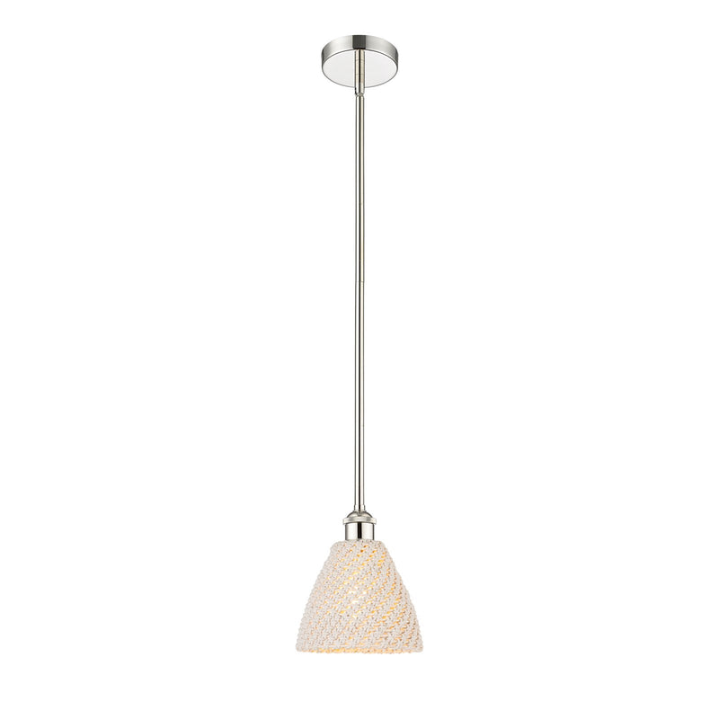 Innovations Bristol Natural 7.5in 1-Light Mini Pendant | Farmhouse Polished Nickel and Natural Fiber Dome Shade | Kitchen | Model 616-1S-PN-NBD-75-NAT