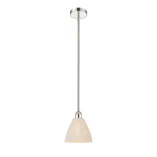 Innovations Bristol Natural 7.5in 1-Light Mini Pendant | Farmhouse Polished Nickel and Natural Fiber Dome Shade | Kitchen | Model 616-1S-PN-NBD-75-NAT