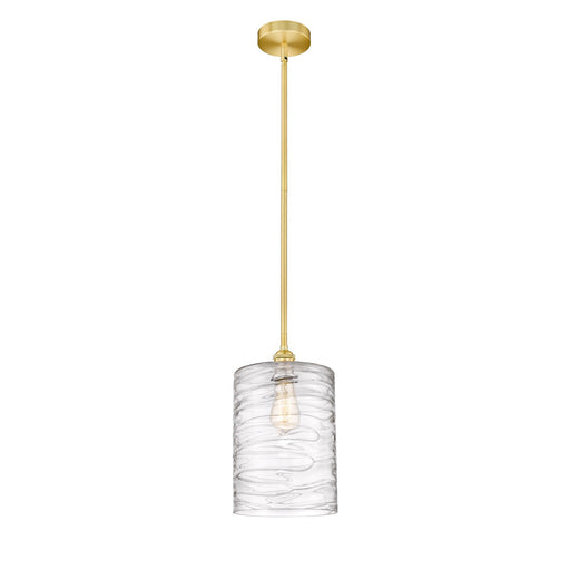 Innovations Cobbleskill 9in 1-Light Mini Pendant | Industrial Satin Gold Steel and Deco Swirl Glass | Kitchen Island & Dining | Model 616-1S-SG-G1113-L