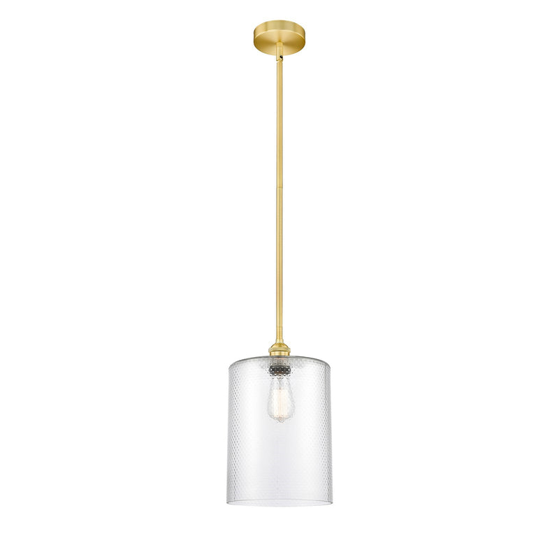Innovations Cobbleskill 9in 1-Light Mini Pendant | Art Nouveau Satin Gold Steel and Clear Glass | Kitchen Island & Dining | Model 616-1S-SG-G112-L-LED