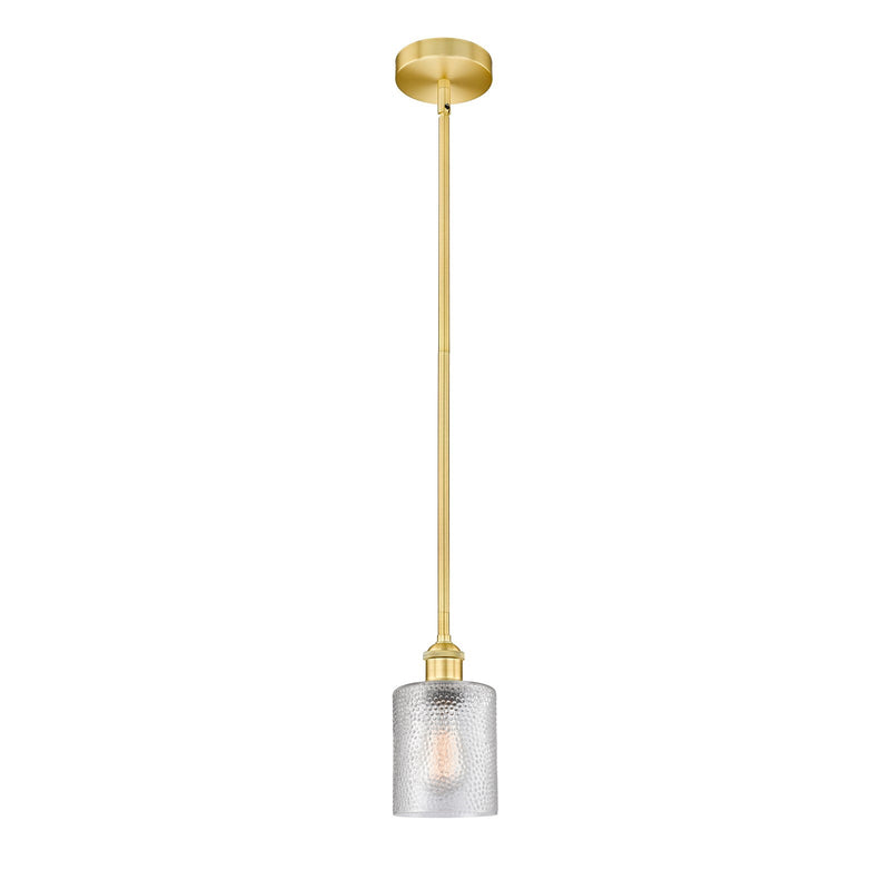 Innovations Cobbleskill 5in 1-Light Mini Pendant | Industrial Satin Gold Steel and Clear Glass | Kitchen Island & Dining Room | Model 616-1S-SG-G112-LED