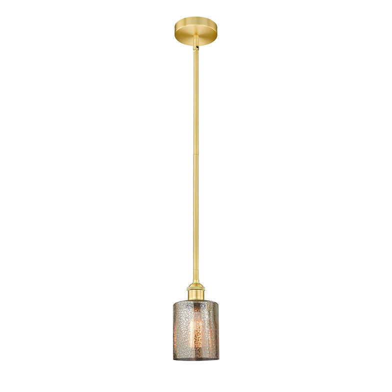 Innovations Cobbleskill 5in 1-Light Mini Pendant | Industrial Satin Gold Steel and Mercury Glass | Kitchen Island & Dining Room | Model 616-1S-SG-G116-LED