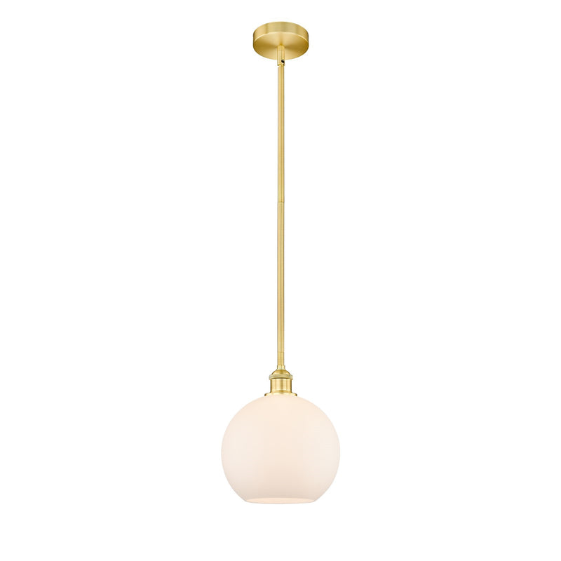 Innovations Athens 10in 1-Light Mini Pendant | Industrial Satin Gold Steel and Matte White Glass | Kitchen Island & Dining | Model 616-1S-SG-G121-10-LED