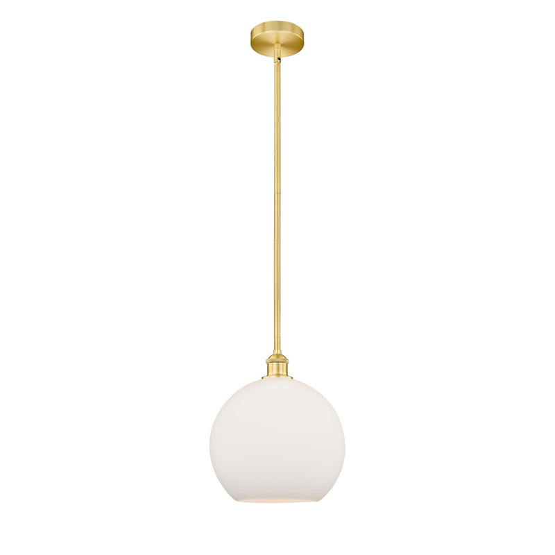 Innovations Athens 12in 1-Light Mini Pendant | Industrial Satin Gold Steel and Matte White Glass | Kitchen Island & Dining Room | Model 616-1S-SG-G121-12