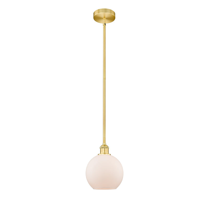 Innovations Athens 8in 1-Light Mini Pendant | Industrial Satin Gold Steel and Matte White Frosted Glass | Kitchen Island & | Model 616-1S-SG-G121-8-LED