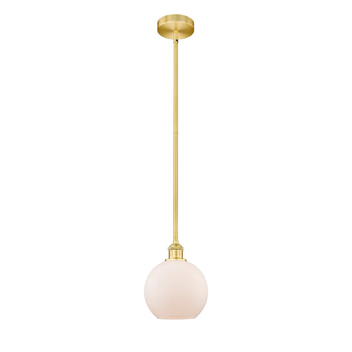 Innovations Athens 8in 1-Light Mini Pendant | Industrial Satin Gold Steel and Matte White Frosted Glass | Kitchen Island & | Model 616-1S-SG-G121-8-LED