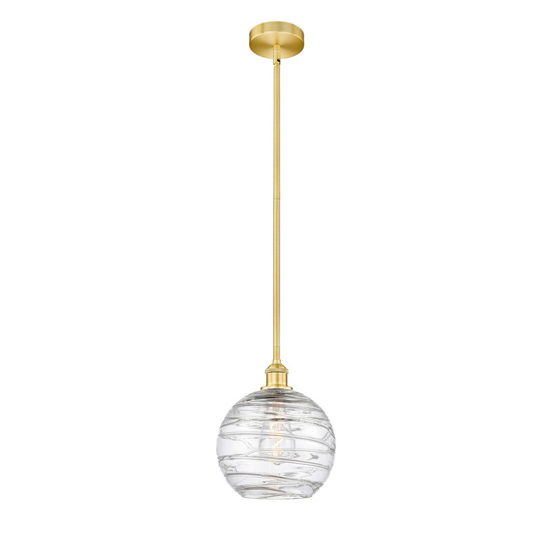Innovations Athens Deco Swirl 10in 1-Light Mini Pendant | Industrial Satin Gold Steel and Clear Glass | Kitchen Island & | Model 616-1S-SG-G1213-10CL